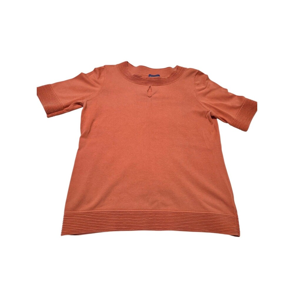 Pendleton Short Sleeve Sweater Women's S Silk Blend Orange Keyhole Neck C35.1